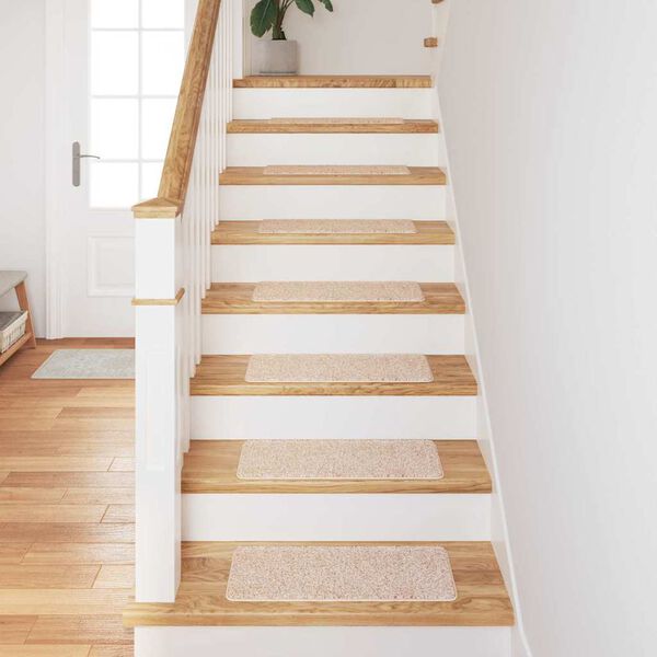 vidaXL Anti-slip Stair Mats Latex backing 15 pcs Cream 60 x 25 cm PP
