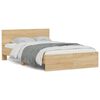 vidaXL Bed Frame with Headboard and LED Sonoma Oak 140x190 cm