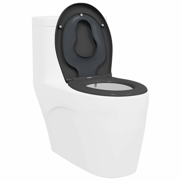 vidaXL Toilet Seat Anthracite 47 x 37 x 4 cm Duroplast