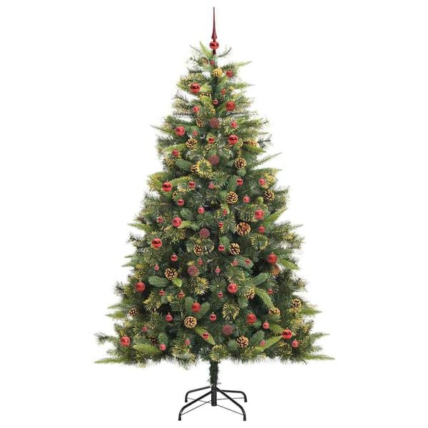 vidaXL Artificial Hinged Christmas Tree with Cones Green 240 cm