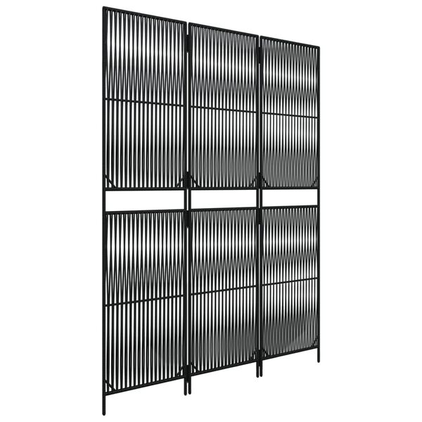 vidaXL Room Divider 3 Panels Black Poly Rattan