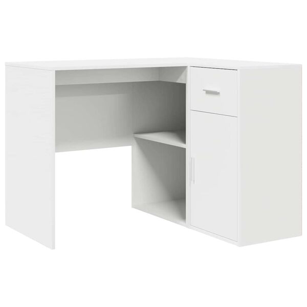 vidaXL Corner Desk with Drawer White 102 x 88 x 75 cm