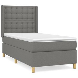 vidaXL Box Spring Bed with Mattress Dark Grey 80x200 cm Fabric