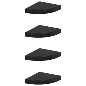 vidaXL Floating Corner Shelves 4 pcs High Gloss Black 25x25x3.8 cm MDF