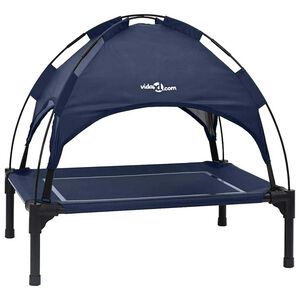 vidaXL Dog Bed Folding Manual Navy Blue 63 x 49.5 x 60 cm Steel