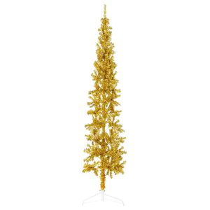 vidaXL Slim Artificial Half Christmas Tree with Stand Gold 180 cm