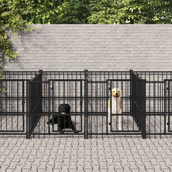 vidaXL Outdoor Dog Kennel Steel 16.89 m&sup2;
