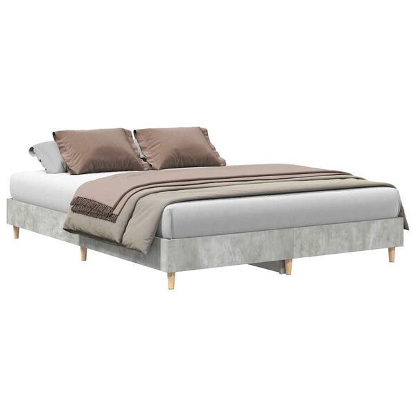 vidaXL Bed Frame No Mattress Concrete Grey 140x200 cm Engineered Wood