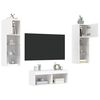 vidaXL 4 Piece TV Wall Cabinets with LED Lights White