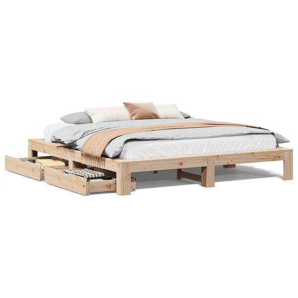 vidaXL Bed Frame without Mattress 180x200 cm Super King Solid Wood Pine