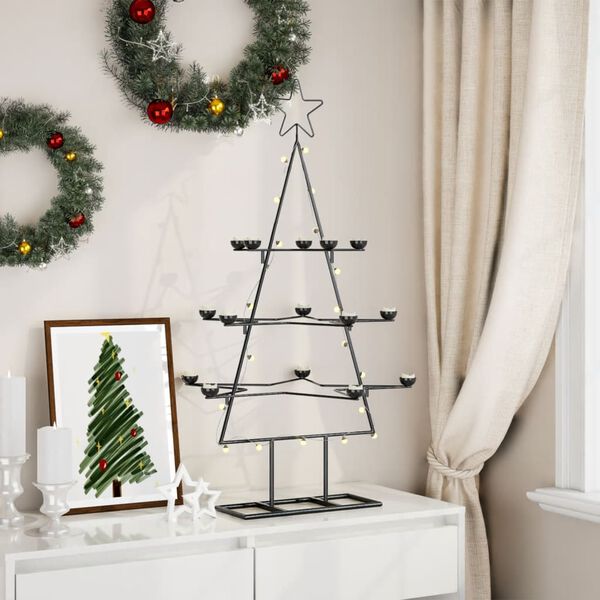 vidaXL Metal Christmas Tree for Decoration Black 105 cm