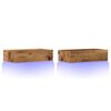 vidaXL TV Cabinets with LED Lights 2 pcs Old Wood 60x35x15.5 cm