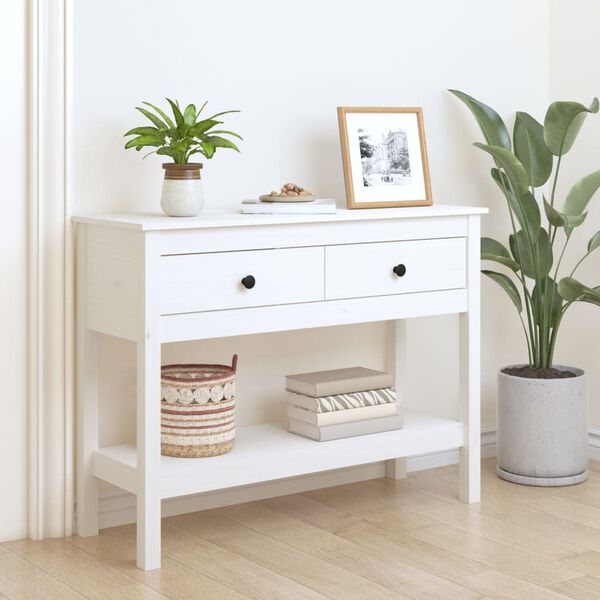vidaXL Console Table White 100x35x75 cm Solid Wood Pine