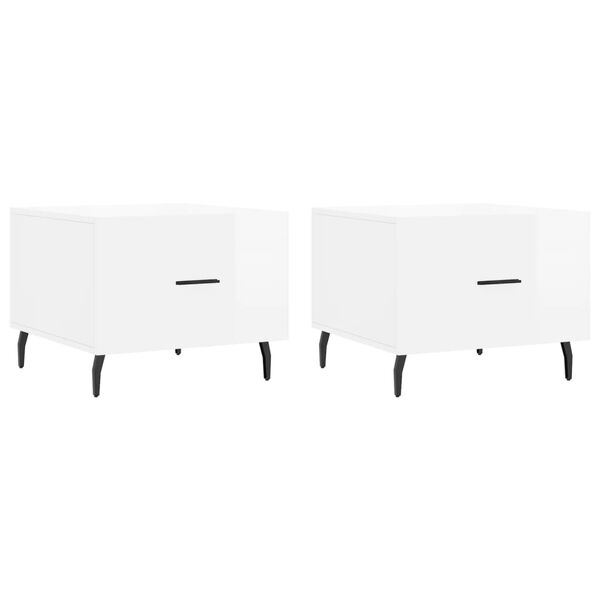vidaXL Coffee Tables 2pcs High Gloss White 50x50x40 cm Engineered Wood