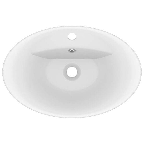 vidaXL Luxury Basin Overflow Oval Matt White 58.5x39 cm Ceramic