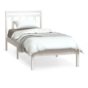 vidaXL Bed Frame without Mattress White Single Solid Wood