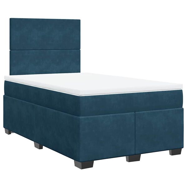 vidaXL Box Spring Bed with Mattress Blue 120x200 cm Velvet