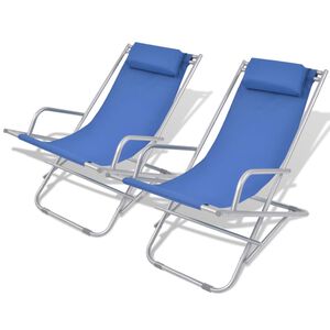 vidaXL Reclining Deck Chairs 2 pcs Steel Blue