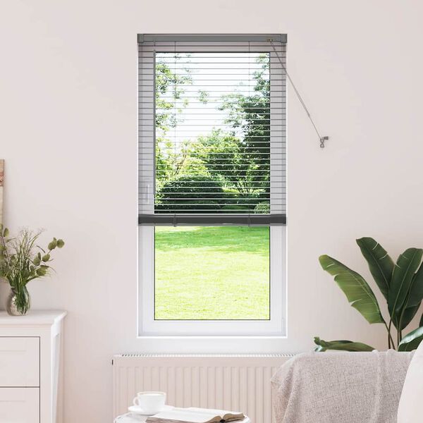 vidaXL Window Blind with Curtains Manual Dark grey Aluminium