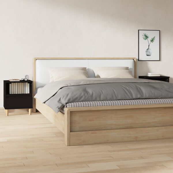 vidaXL Bedside Cabinets 2 pcs Black 40x35x50 cm