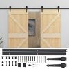 vidaXL Sliding Door 2 pcs Natural and Black Solid Pine Wood