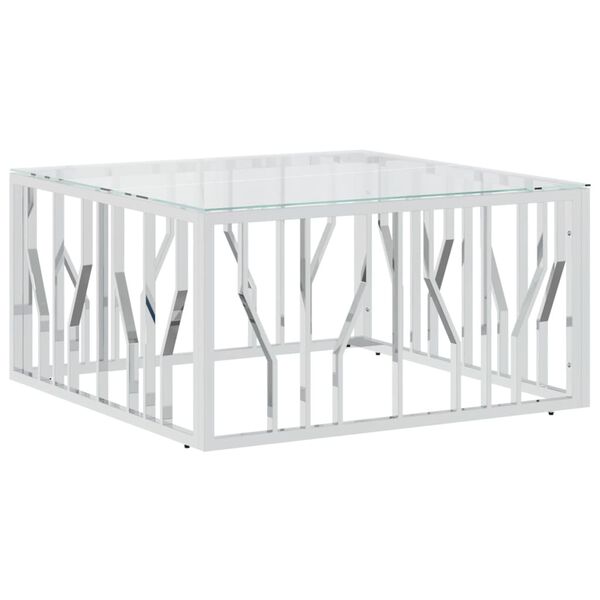 vidaXL Coffee Table 80x80x40 cm Stainless Steel and Glass