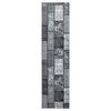 vidaXL Runner Rug BCF Grey with Block Pattern 100x500 cm