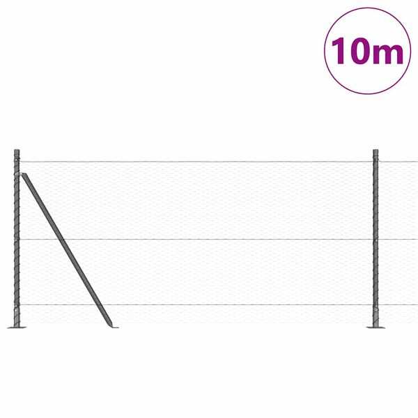 vidaXL Fence Post Grey 10 x 1 m (25 mm mesh) Steel and PVC