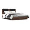 vidaXL Bed Frame with LED without Mattress Brown Oak 135x190 cm Double