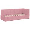 vidaXL Corner Bed Frame with Headboard Pink 80 cm x 200 cm Velvet