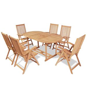 vidaXL Outdoor Dining Set | Natural Teak | Solid Teak Wood | Large | Foldable