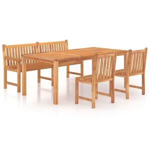 vidaXL 4 Piece Garden Dining Set Solid Wood Teak