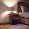 vidaXL Bedside Cabinet with LED Lights Smoked Oak Engineered Wood