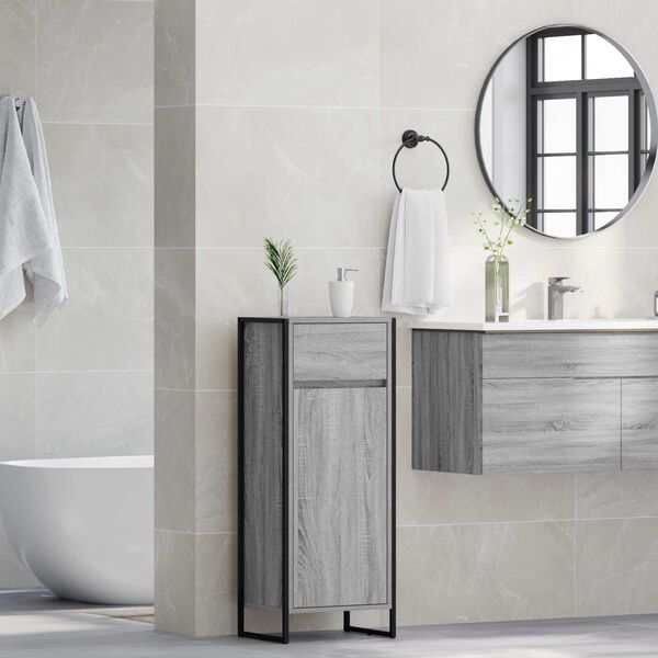 vidaXL Bathroom Cabinet Grey Sonoma 40 x 30 x 100 cm Engineered Wood
