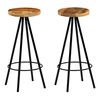 vidaXL Bar Stool | Set of 2 | Natural wood and black