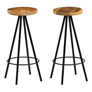 vidaXL Bar Stool | Set of 2 | Natural wood and black
