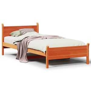 vidaXL Bed Frame without Mattress Wax Brown 90x200 cm Solid Wood Pine