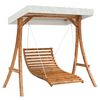 vidaXL Swing Bed with Canopy Solid Wood Spruce with Teak Finish