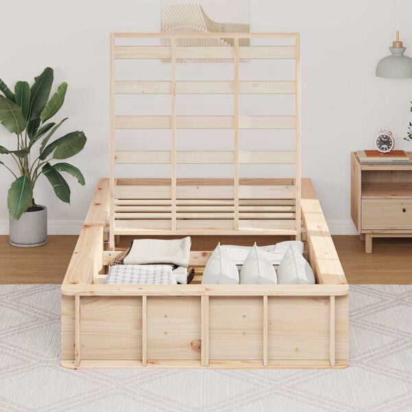 vidaXL Bed Frame Brown 100 x 200 cm Solid Pine Wood
