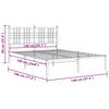 vidaXL Metal Bed Frame without Mattress with Headboard White 140x190cm