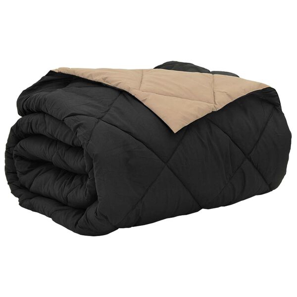 vidaXL Summer Duvet Black and Taupe 240 x 260 cm Microfiber