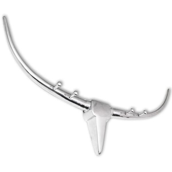 vidaXL Bull Head Decoration with Pegs Wall-Mounted Aluminium Silver