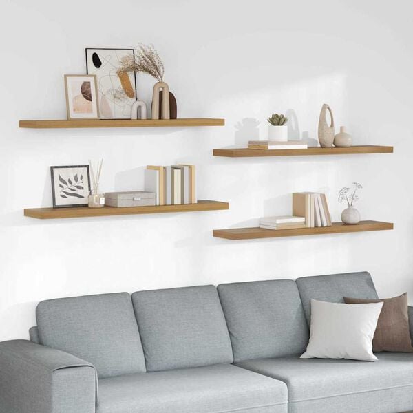 vidaXL Wall Shelf 4 pcs Brown 120 x 23.5 x 4 cm Engineered Wood