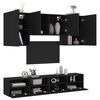 vidaXL 5 Piece TV Wall Units Black Engineered Wood
