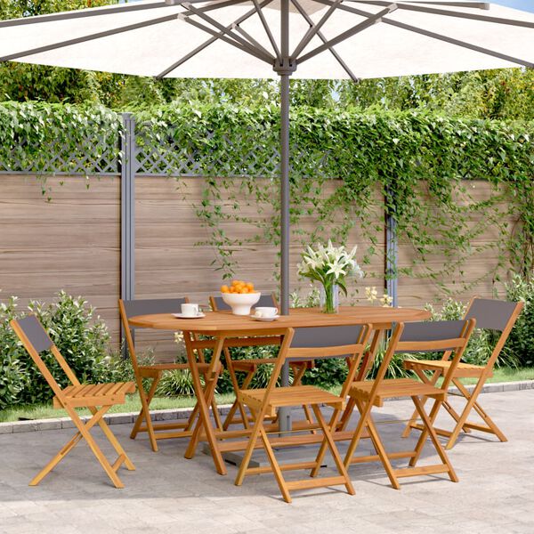 vidaXL Folding Garden Chairs 6 pcs Anthracite Fabric and Solid Wood