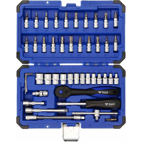 BRILLIANT TOOLS 45 Piece Socket Set 1/4" Steel