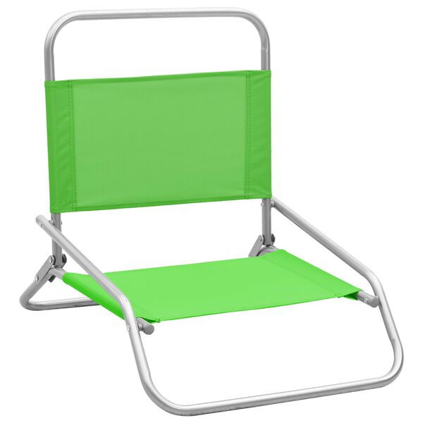 vidaXL Folding Beach Chairs 2 pcs Green Fabric