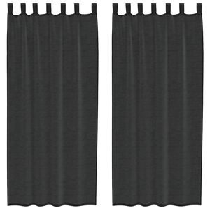 vidaXL Voile Curtains with Tab Top 2 pcs Black