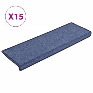 vidaXL Stair Mats 15 pcs 65x21x4 cm Blue Rectangular Edge