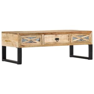 vidaXL Coffee Table | Natural wood, Black | Solid mango wood, Galvanised steel